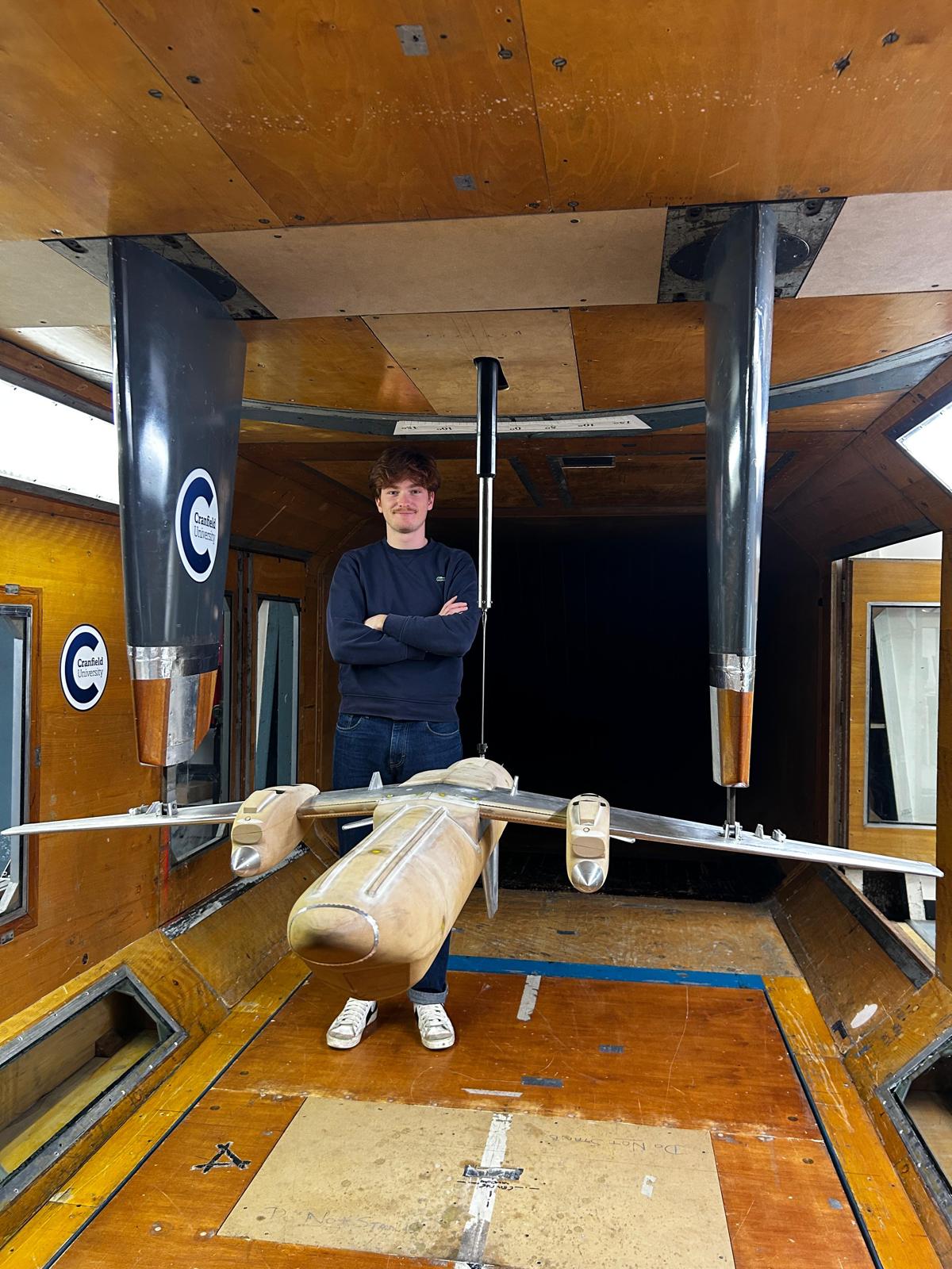 SAAB 340B model installed in the wind tunnel